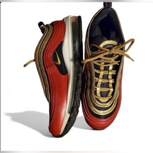 Nike Air Max 97 Red and Gold Sneakers Women's Size 9